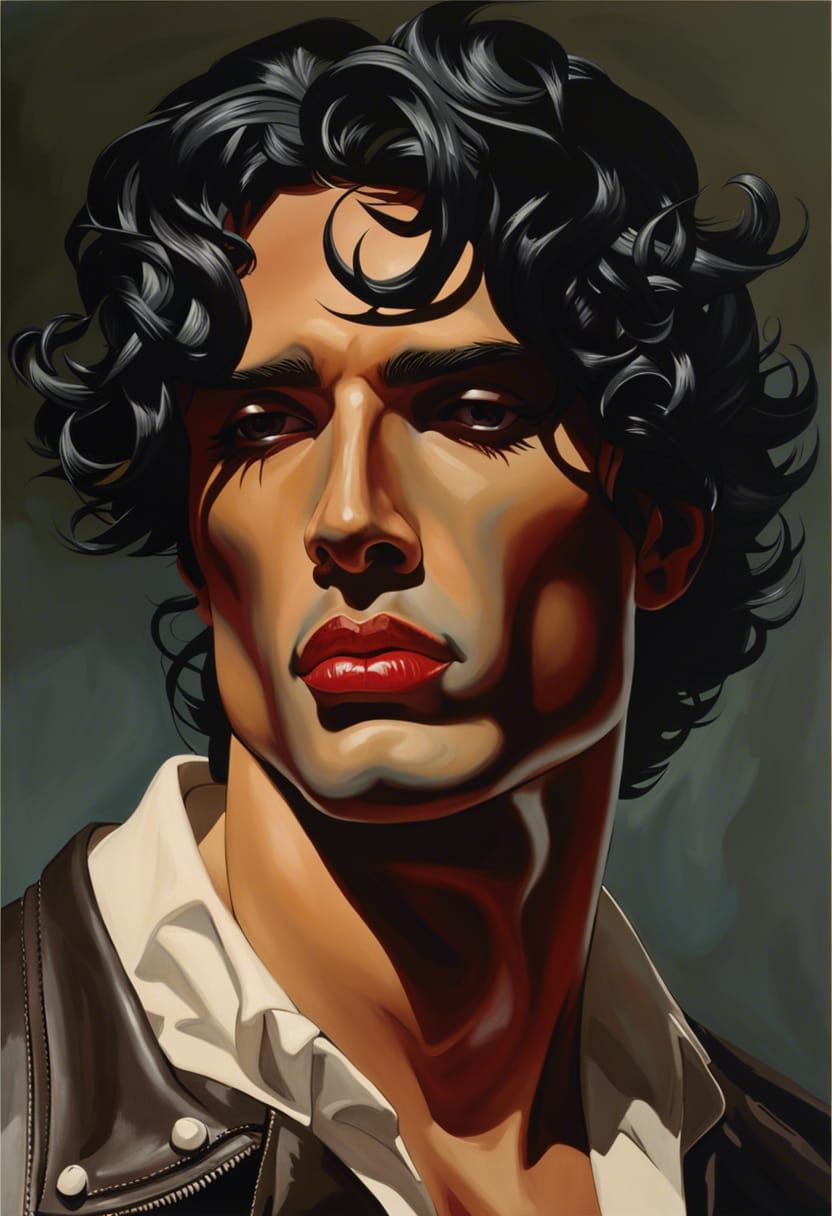 Leather Faced Figure: Gloomy Romantic Art