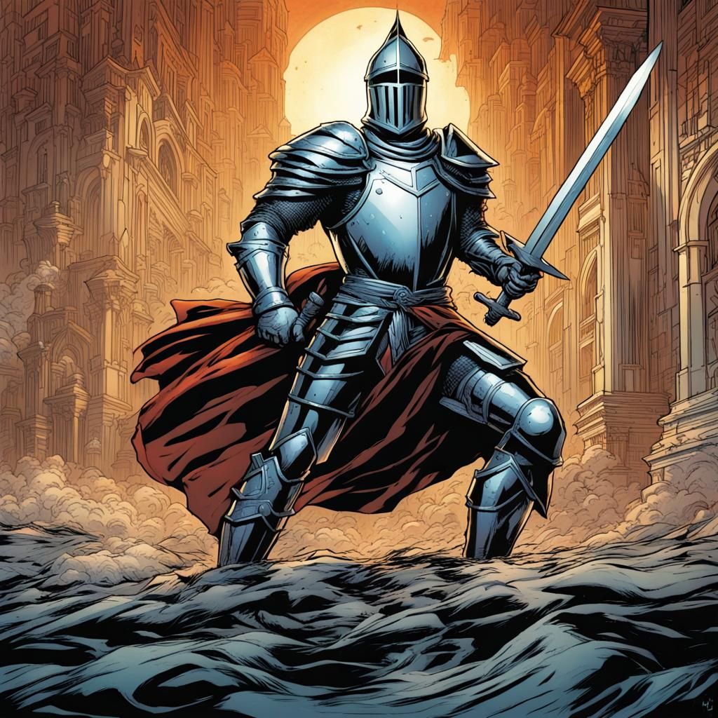 Comic Book Knight Illustration