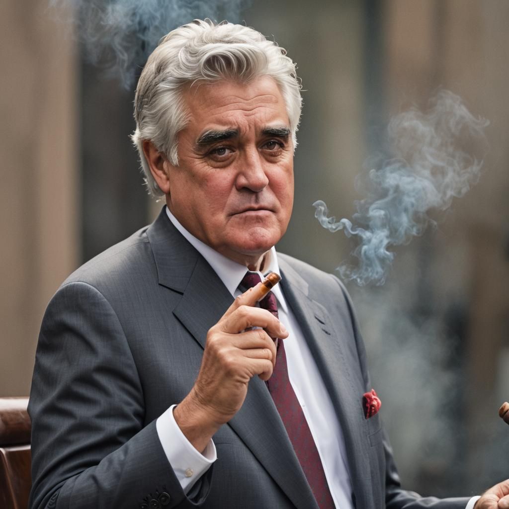 Jay Leno Smoking a Cigar in Professional Photo