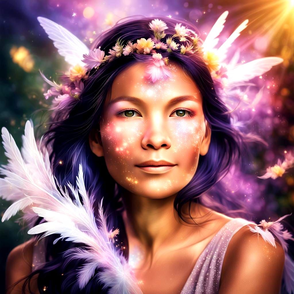 Fairy Portrait Flying Over Flowers in Concept Art