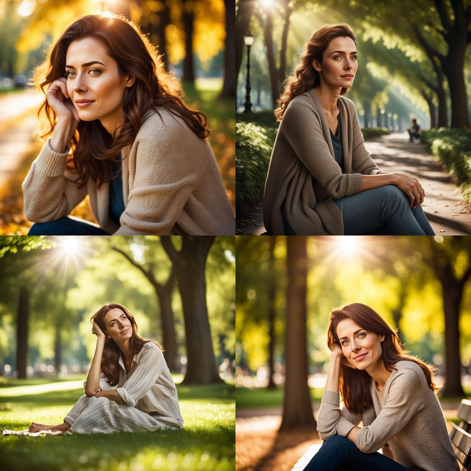Elegant Park Photo of a Woman in Natural Lighting