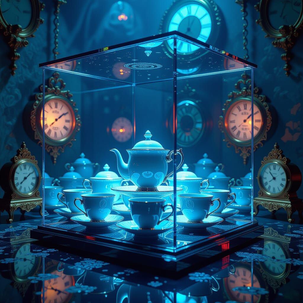 Mystical Tea Party in a Glass Cube