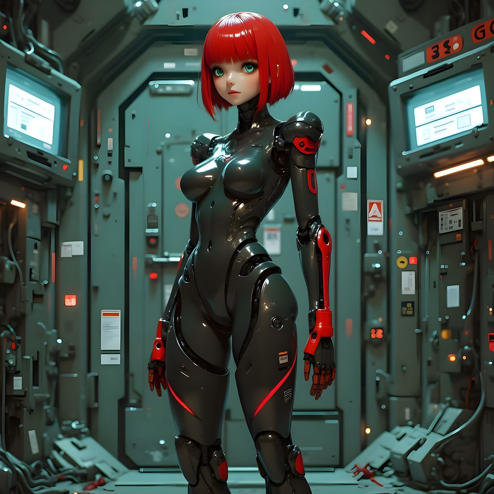 Cyberpunk Robotic Goddess in Neo-Laboratory