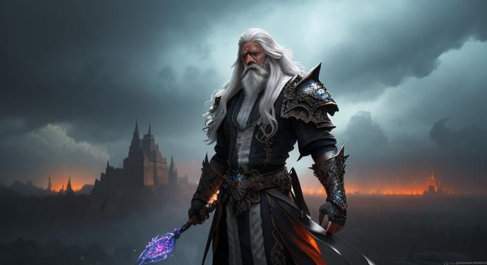 Epic Wizard Battle Against Undead in Splash Art Style