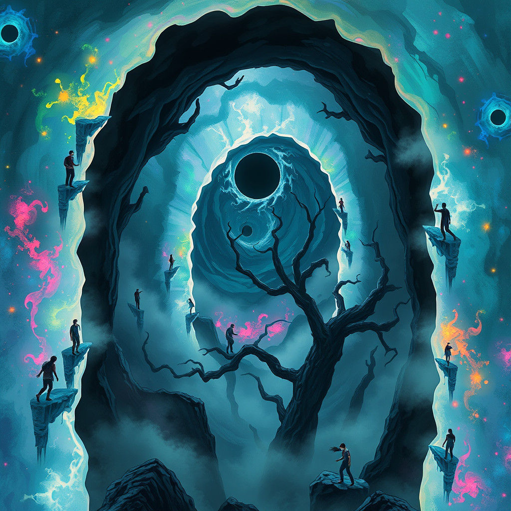 Surreal Chaotic Realm with Iridescent Colors