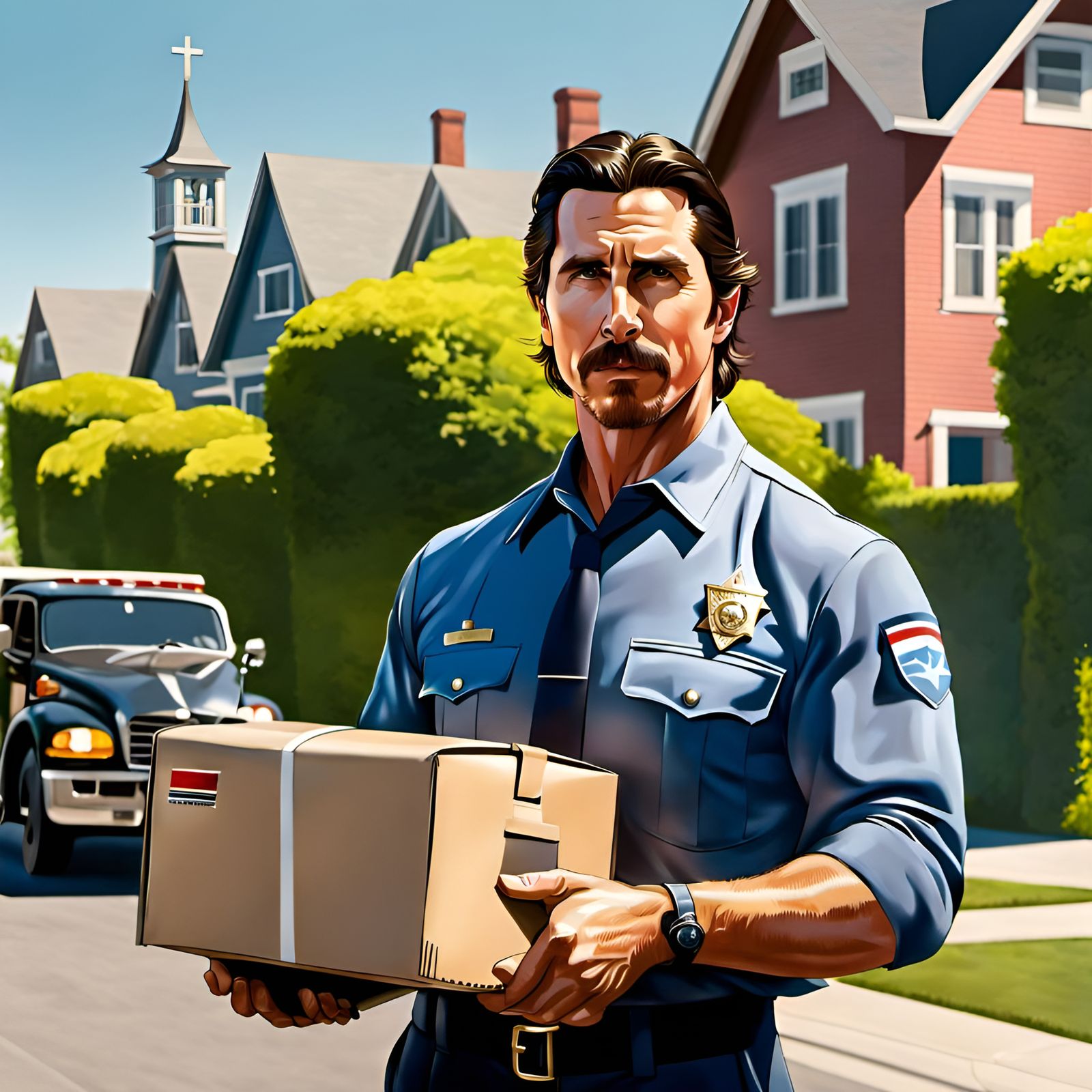 Christian Bale as a Friendly Mailman Portrait