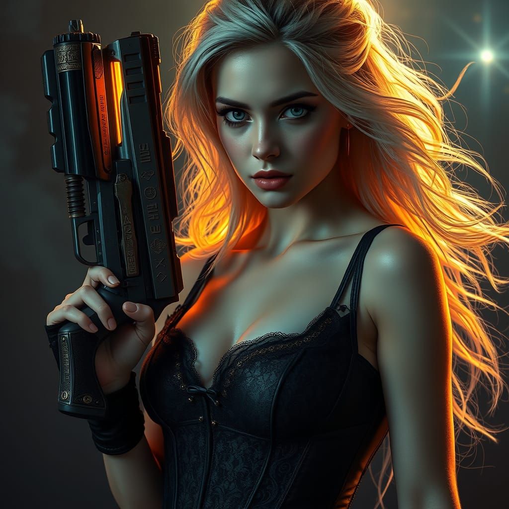 Surreal Sci-Fi Goddess Wields High-Tech Firearms in Cyberpun...