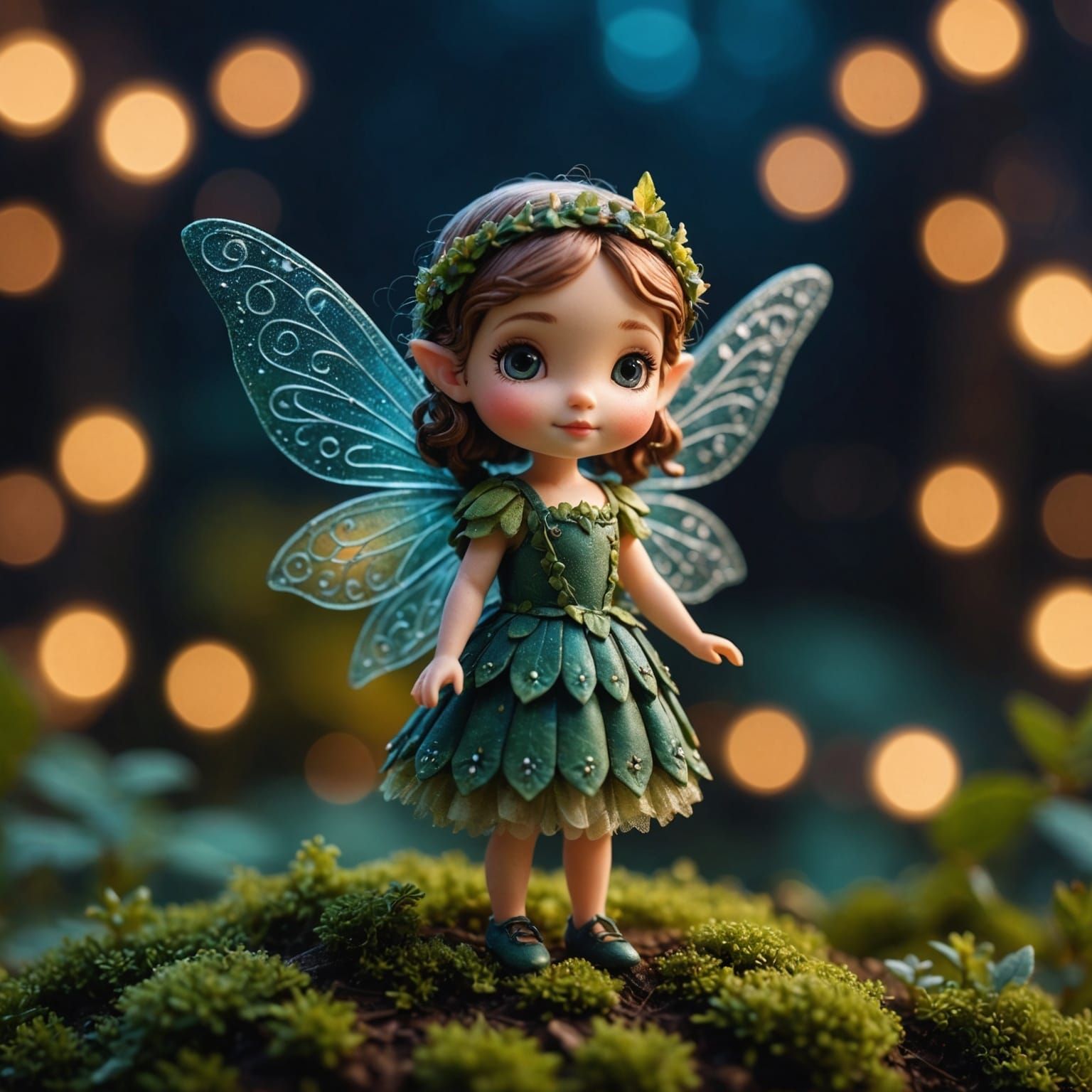 Adorable Fairy at Night with Miniature Effect