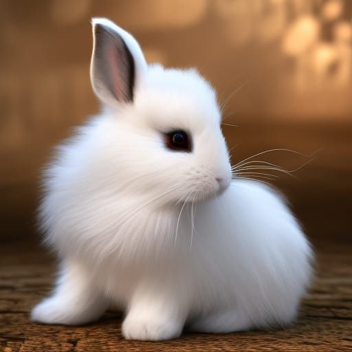 Realistic White Rabbit in Art Deco Style