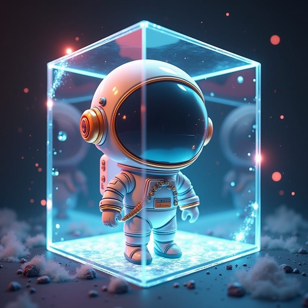 Cosmic Chibi Astronaut in Neon Spacesuit