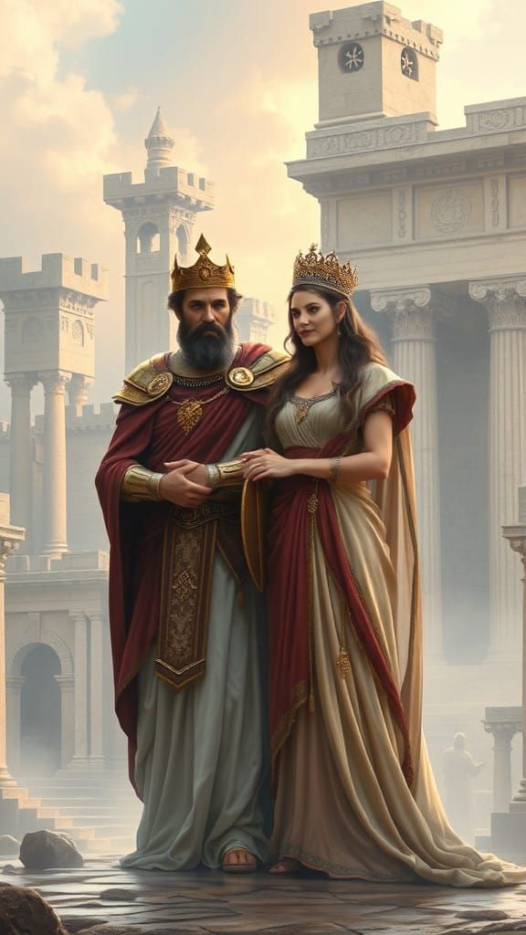 Ethereal King and Queen in Ancient Greek Castle
