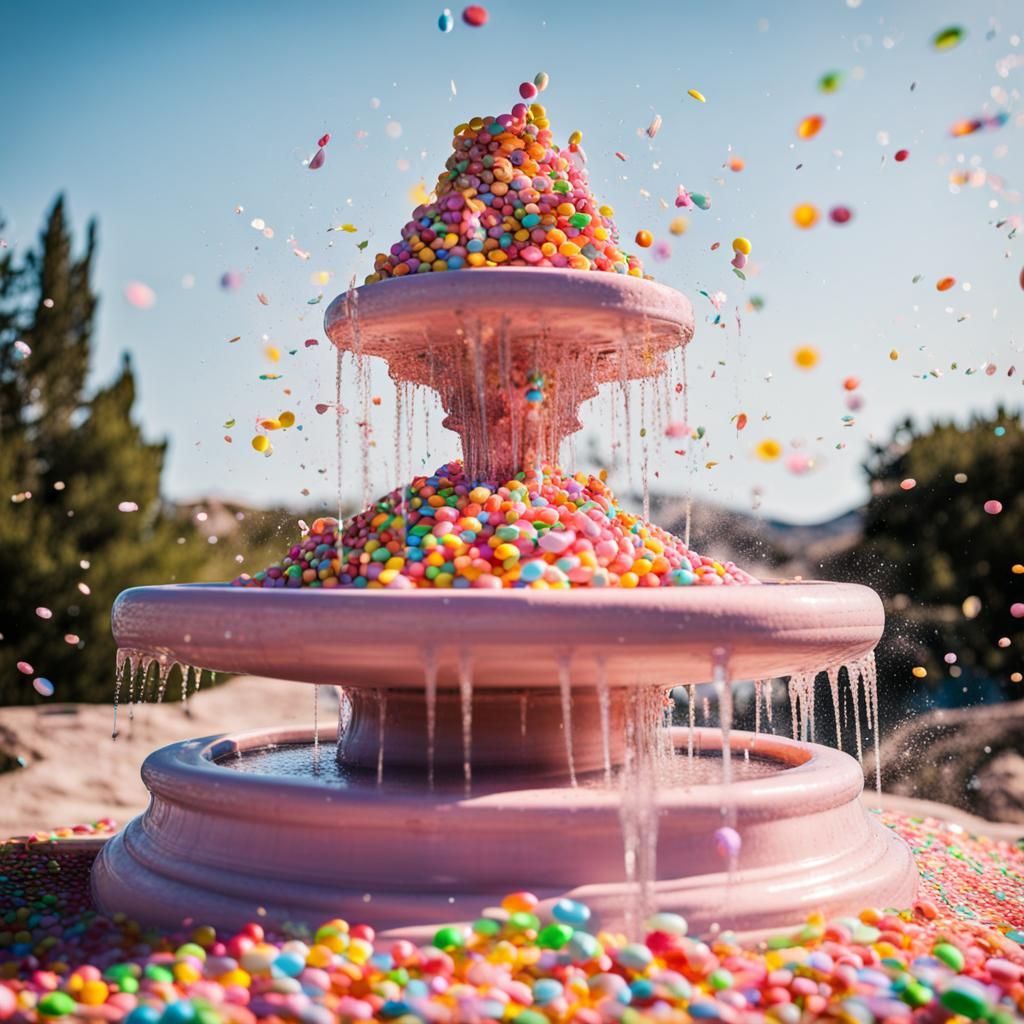 Confetti Fountain on Candy Mountain with Sparkles