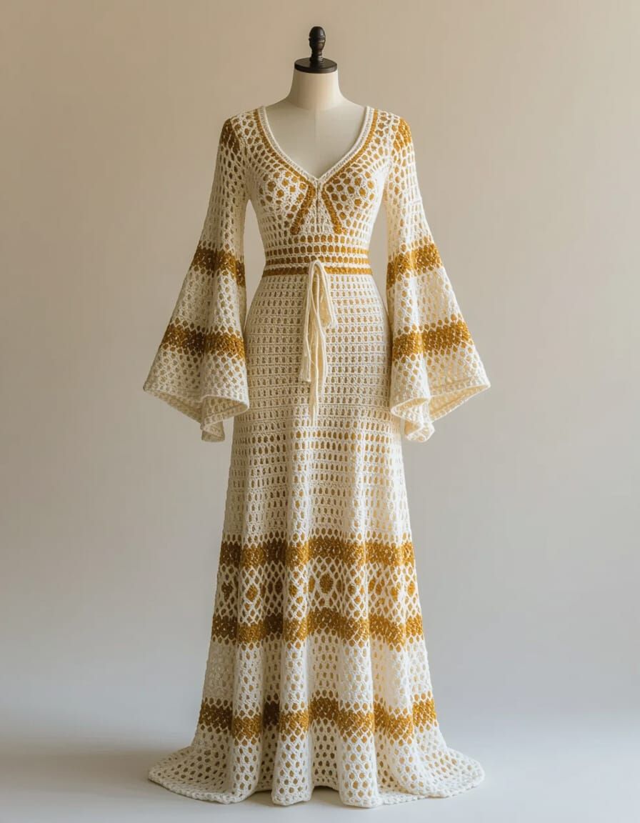 Crochet Boho Maxi Dress on Mannequin