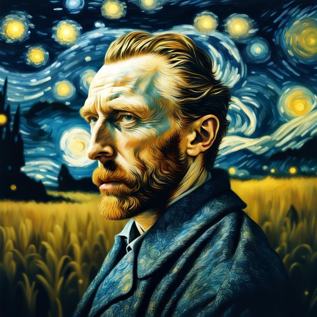 Double Exposure: Starry Night Digital Art