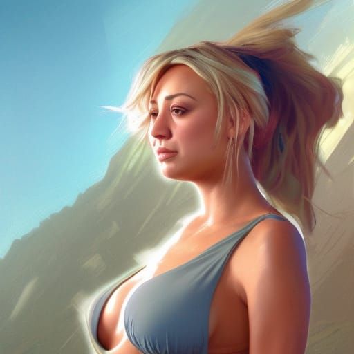 Woman in Bikini: Hyperdetailed Digital Art Portrait