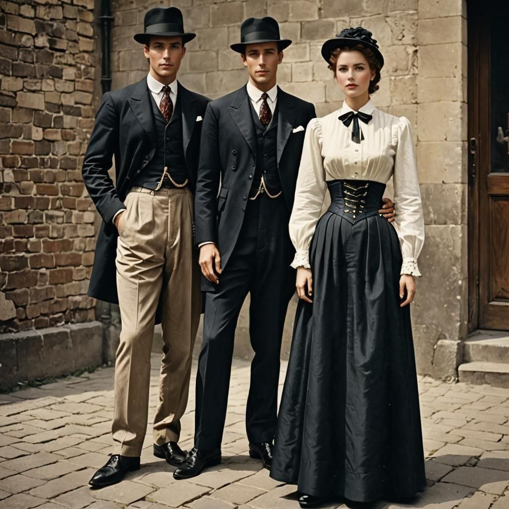 People in Vintage Clothing: A Digital Rendering