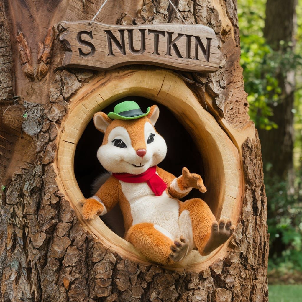 Cozy Squirrel's Treehouse Abode in a Lush Forest