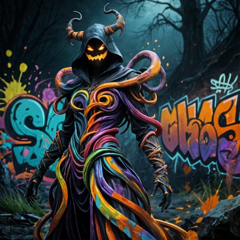 Twisted Halloween Costume in Graffiti Art Style