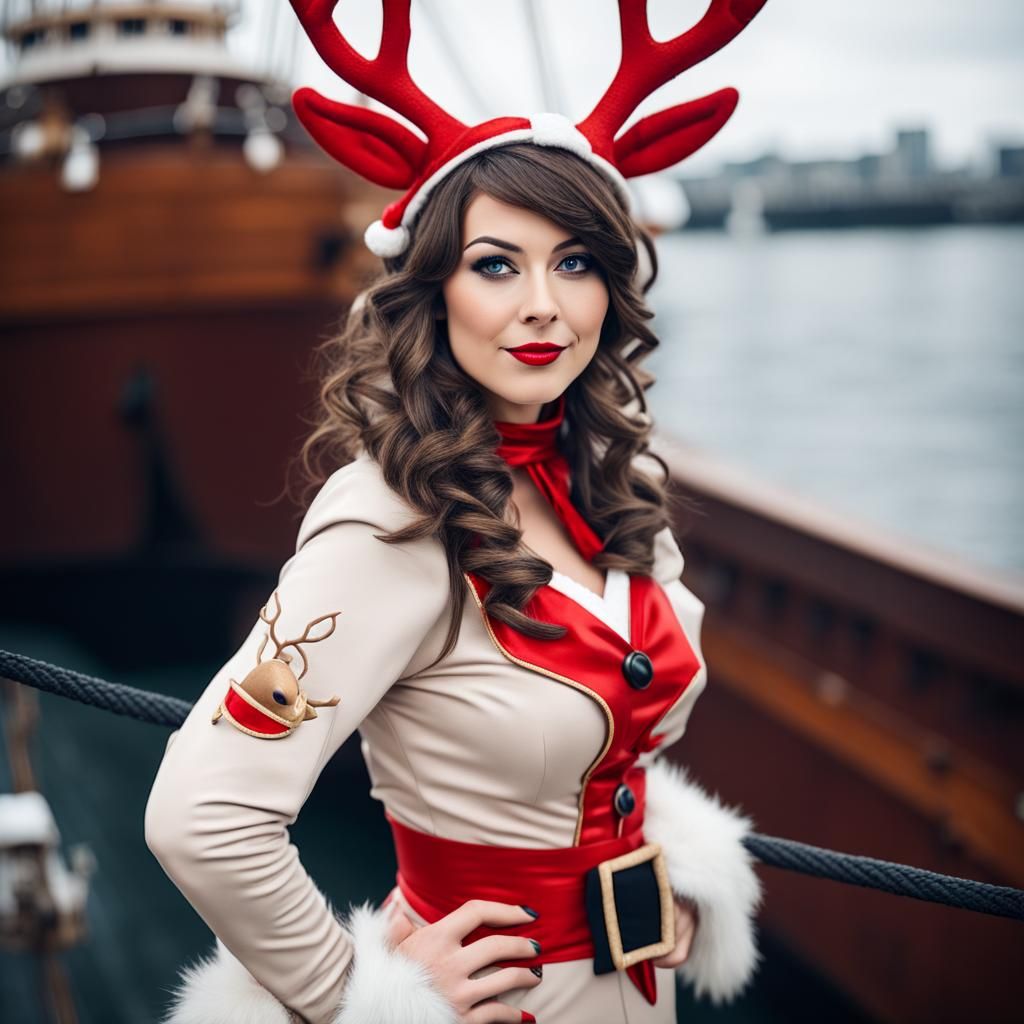 Reindeer Cosplay Woman as Ship Figurehead