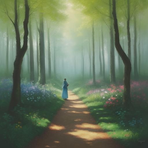 Impressionist Forest Walk in Vivid Colors