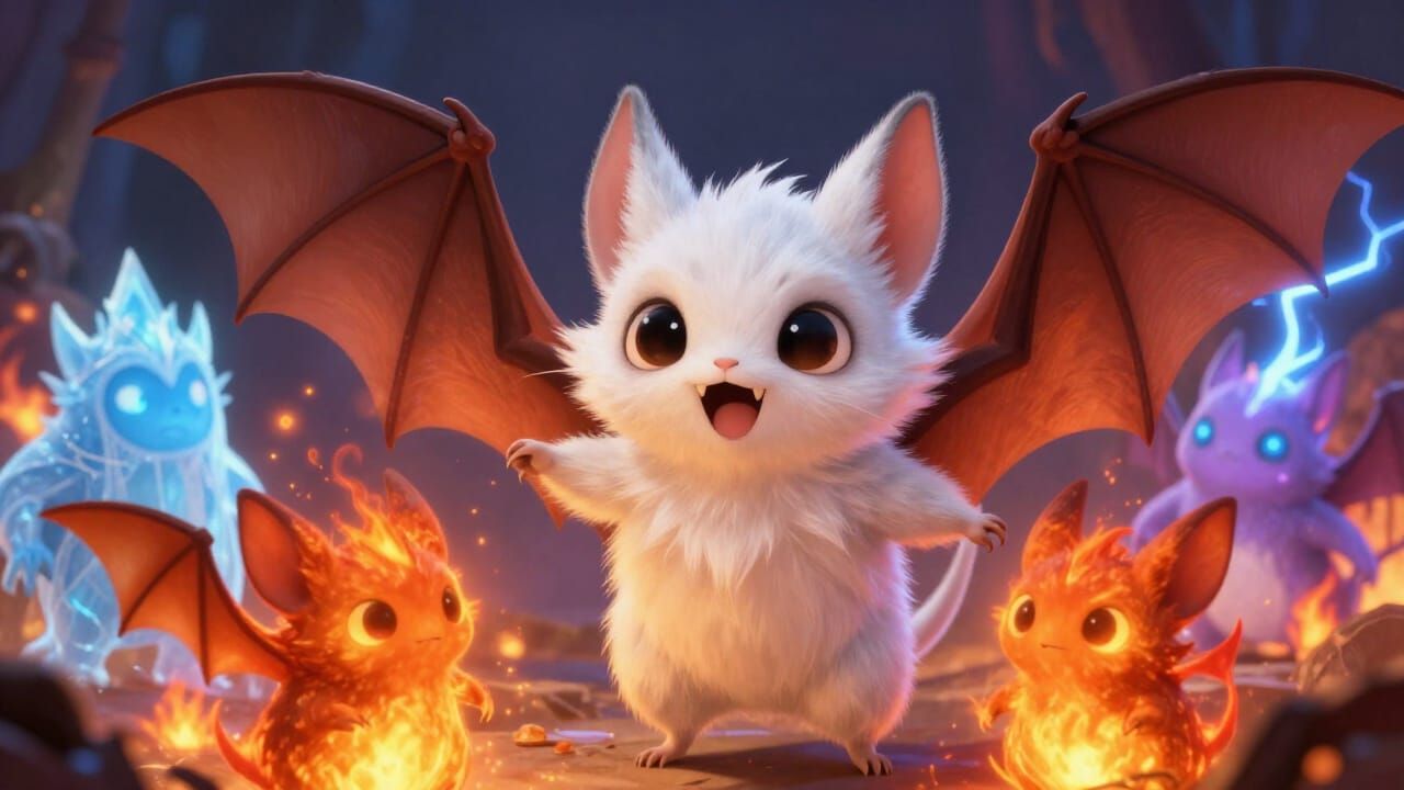 Cute Anthropomorphic Bat Creature Friends