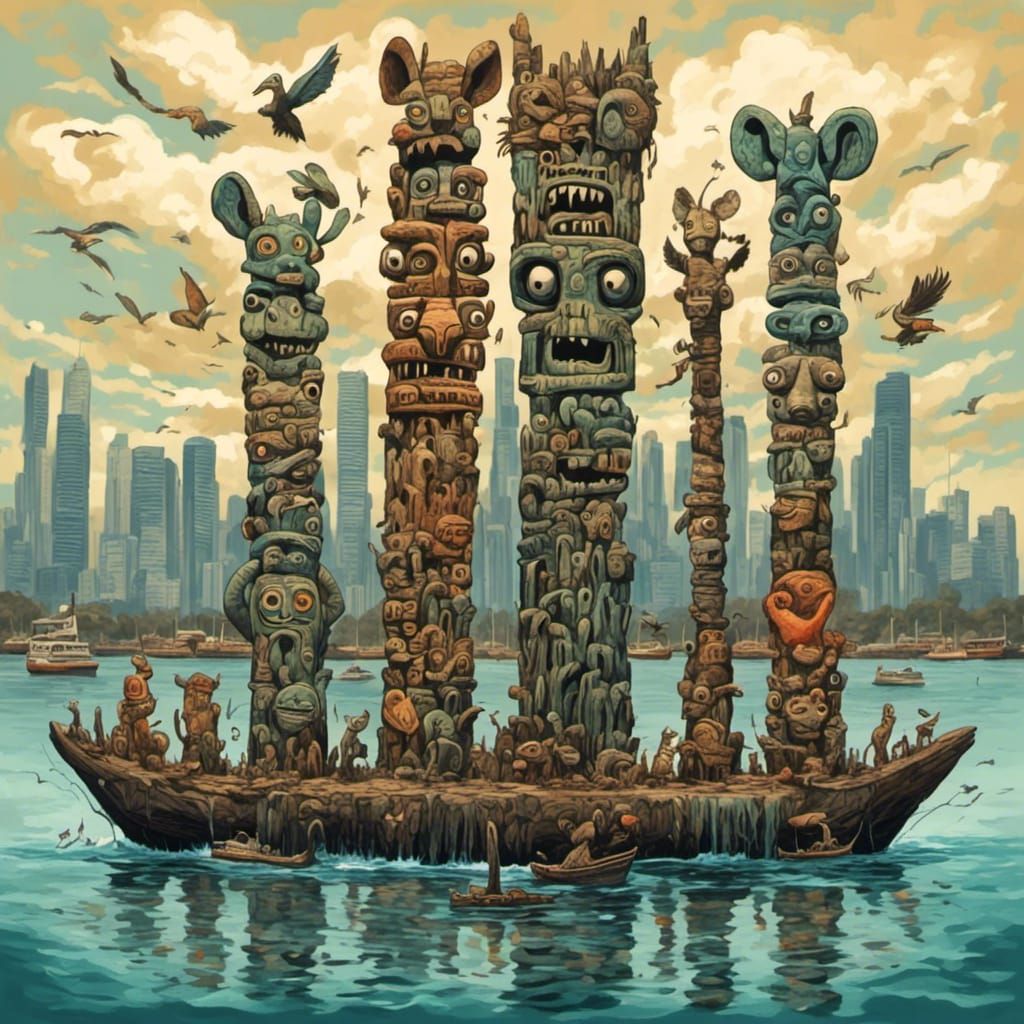 Stylized Totem Art of Sydney Harbour