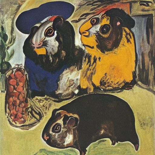 Guinea Pig Rock Stars: Expressionist Surreal Portrait