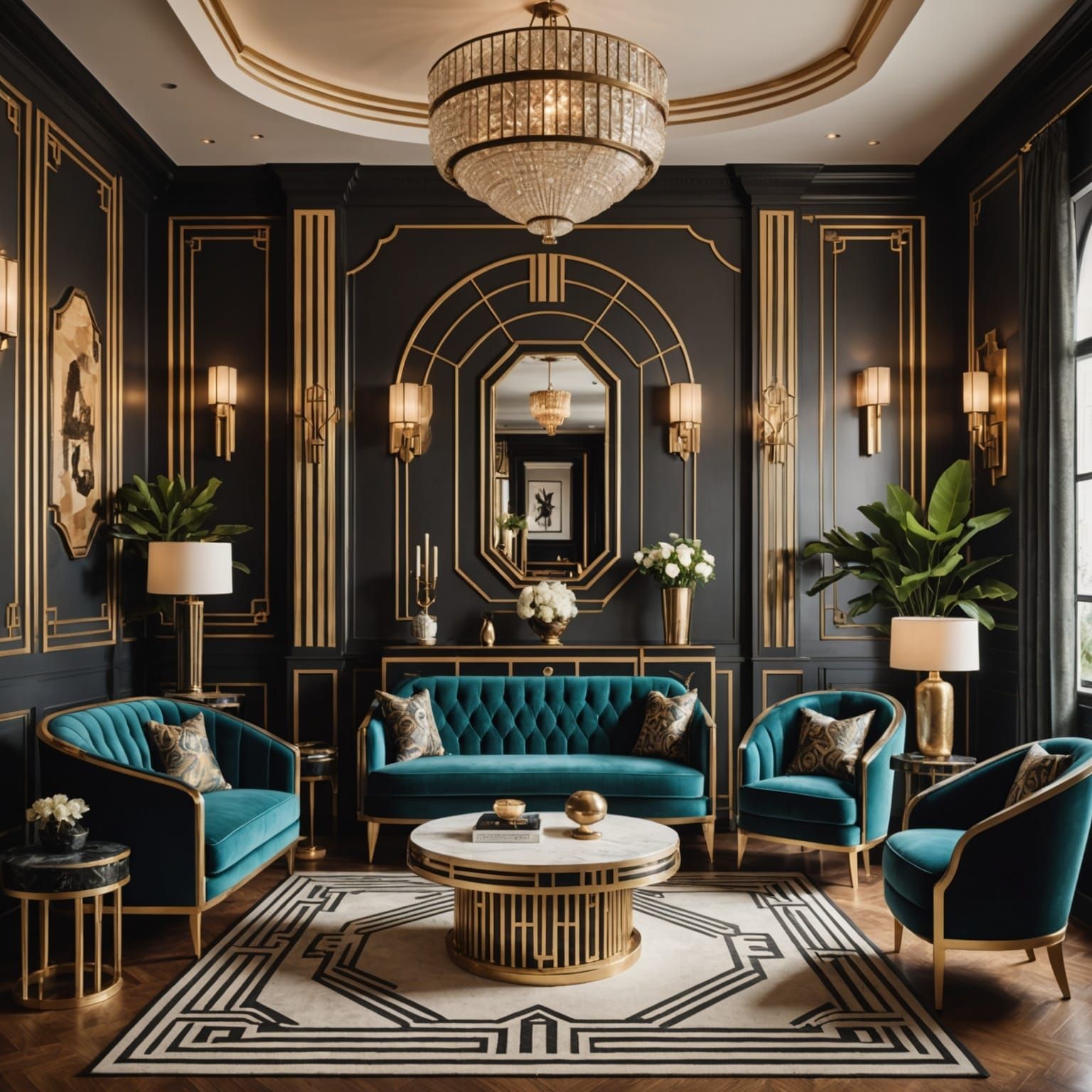 Opulent Art Deco Interior Design with Metallic Finishes