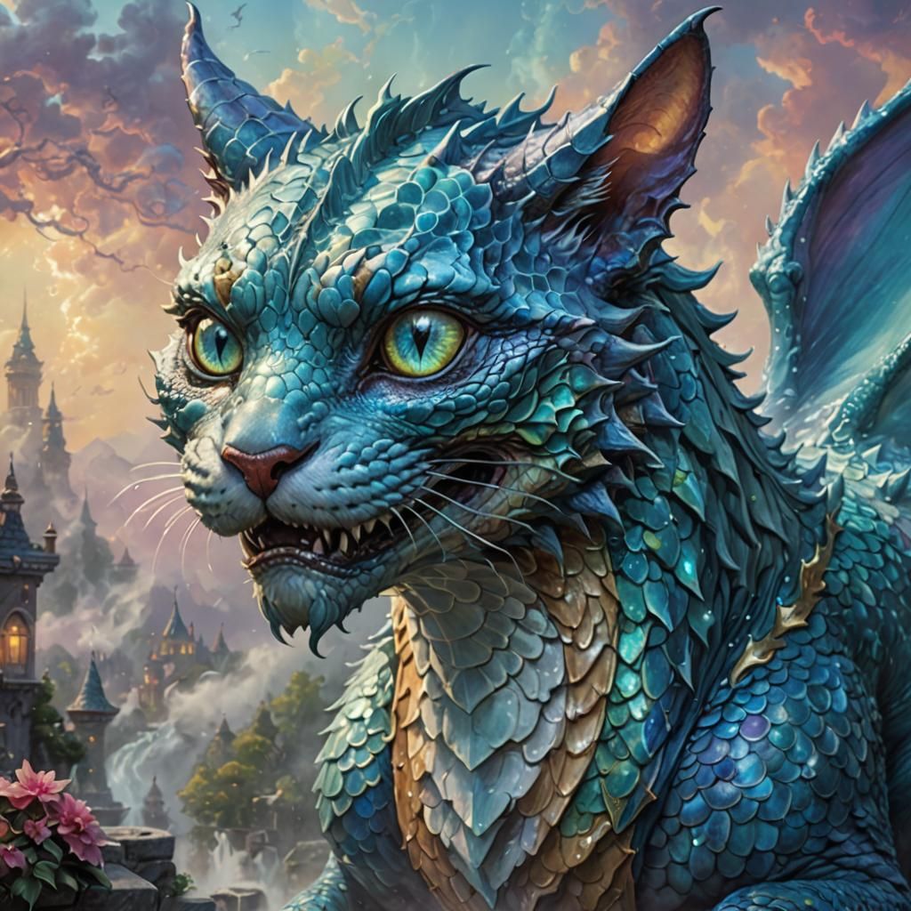 Azure Pseudodragon Familiar in Hyperrealistic Fantasy Style