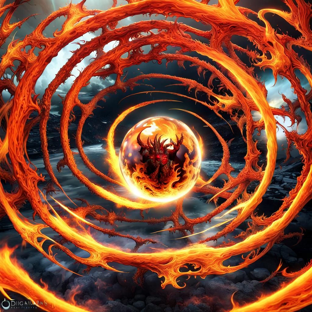 Fiery Lava Elemental Emerges: Surreal Digital Art