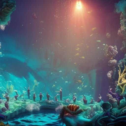 Underwater Concert with Mermaid Choir, Digital Art