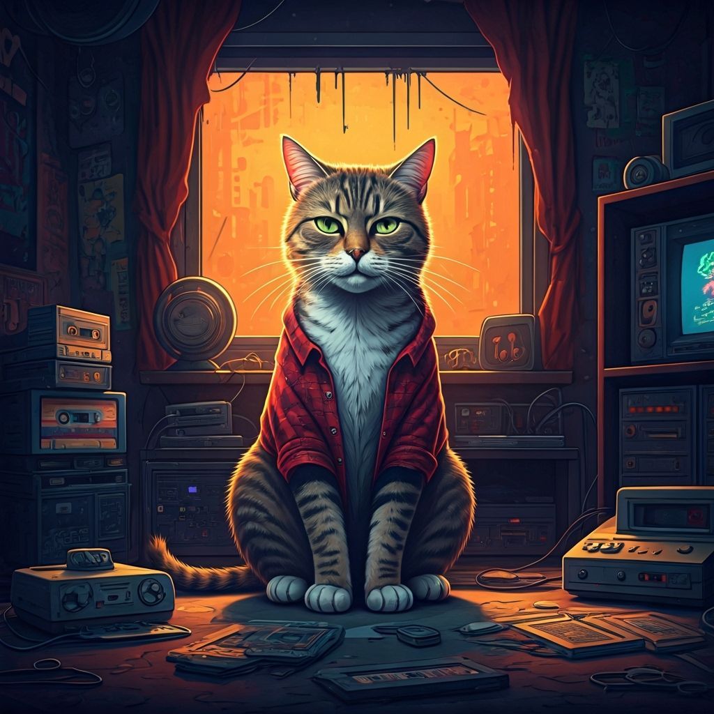 Gen X Tabby Cat in Grunge Apartment