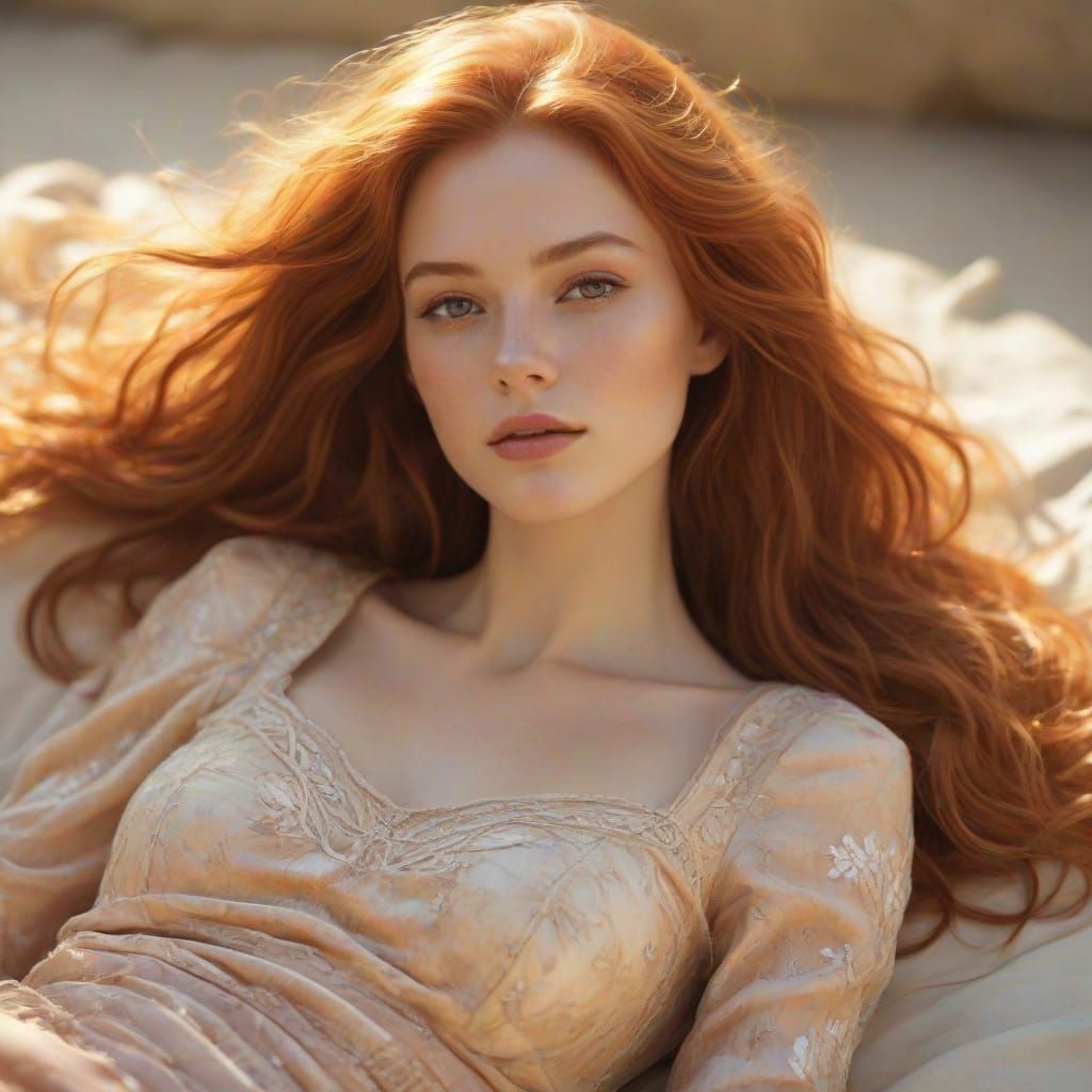 Dreamy Portrait of a Redhead in Pastel Hues