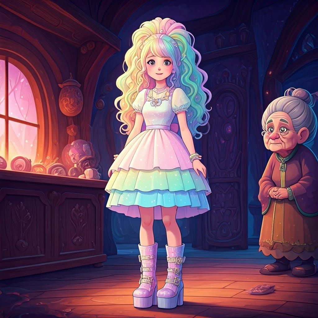 Rainbow Girl in Trollz Shop, Anime Manga Style