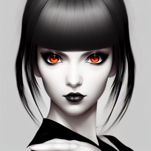 Goth Woman Portrait in Digital Art Style