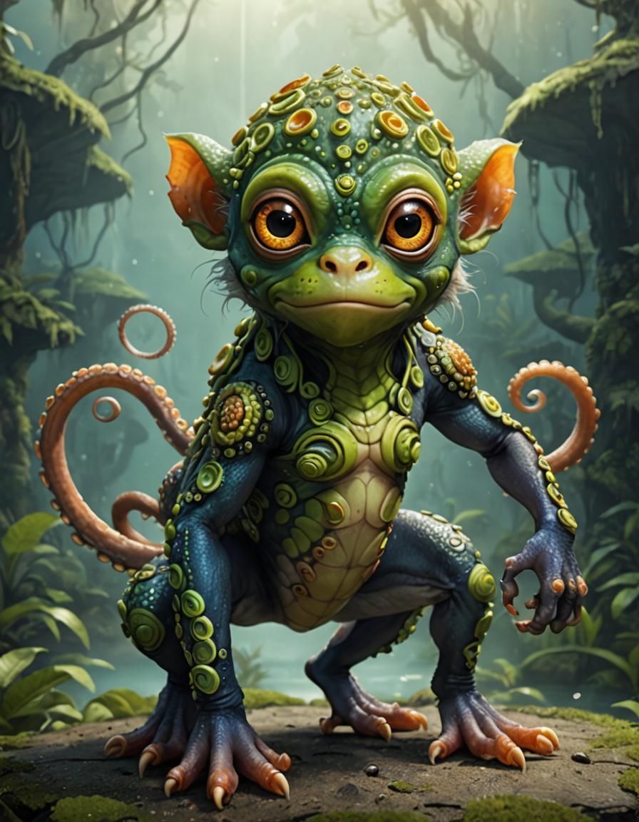 octopus frog monkey fox hybrid fantasy animal