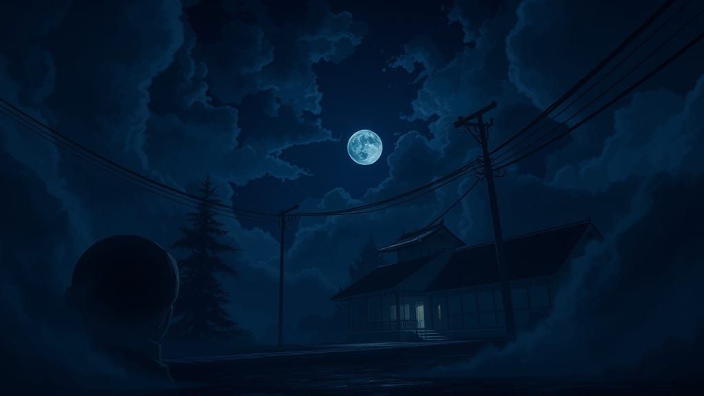 Gothic Anime Midnight Scene in Vibrant Cel-Shading