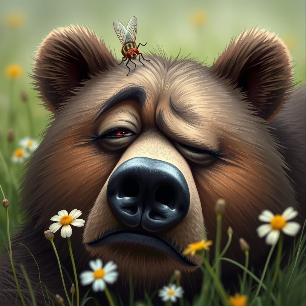 Hyper Realistic Macro Image of a Sleepy Bear
