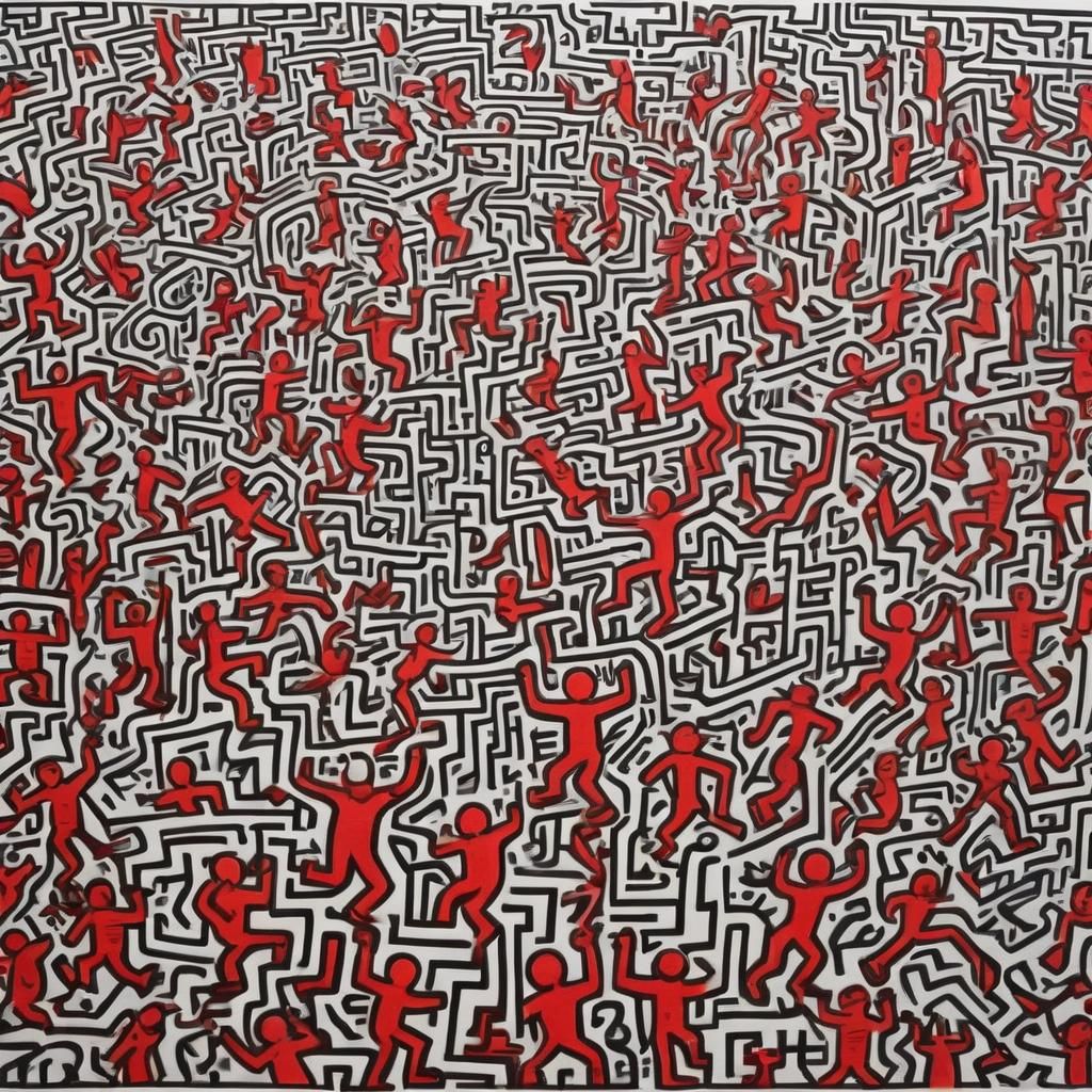 Intricate Doodle Art in Haring Style