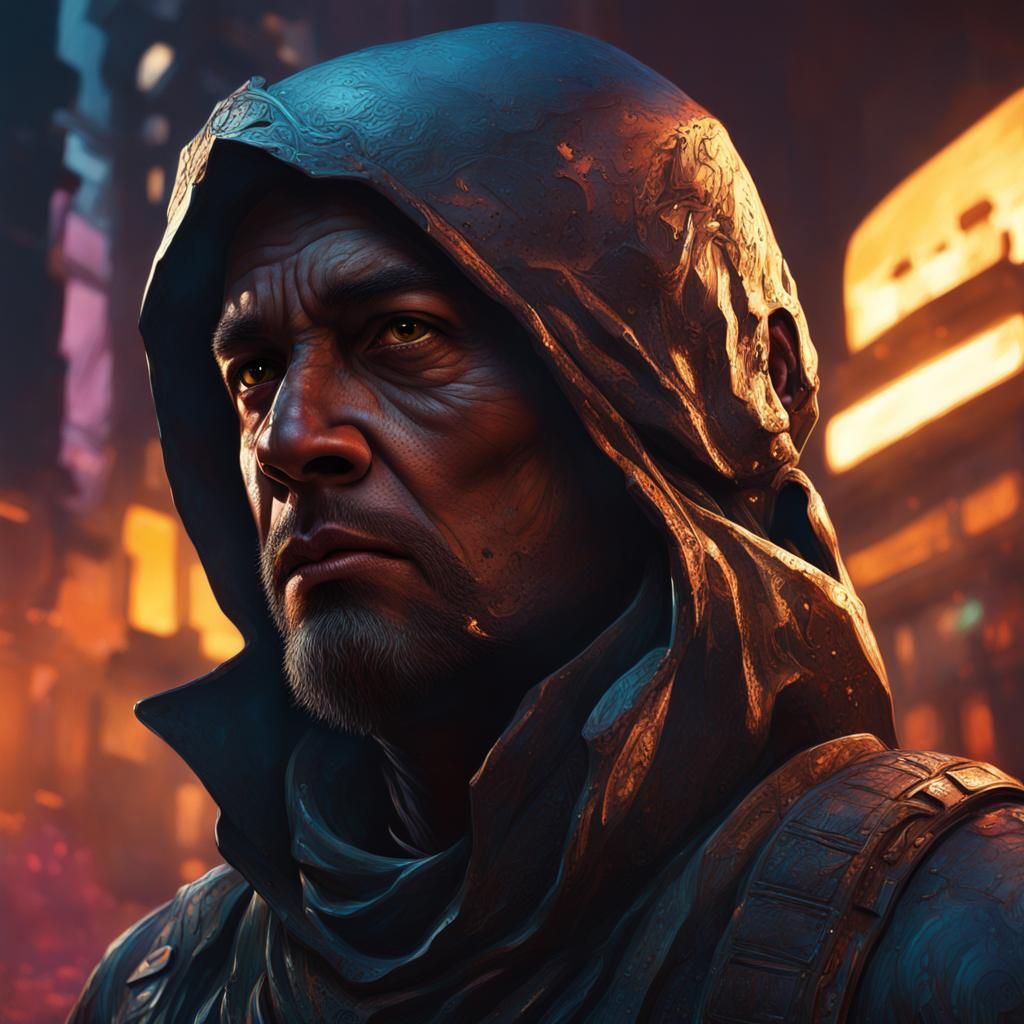 Dramatic Hyperrealistic Portrait in Splash Art Style