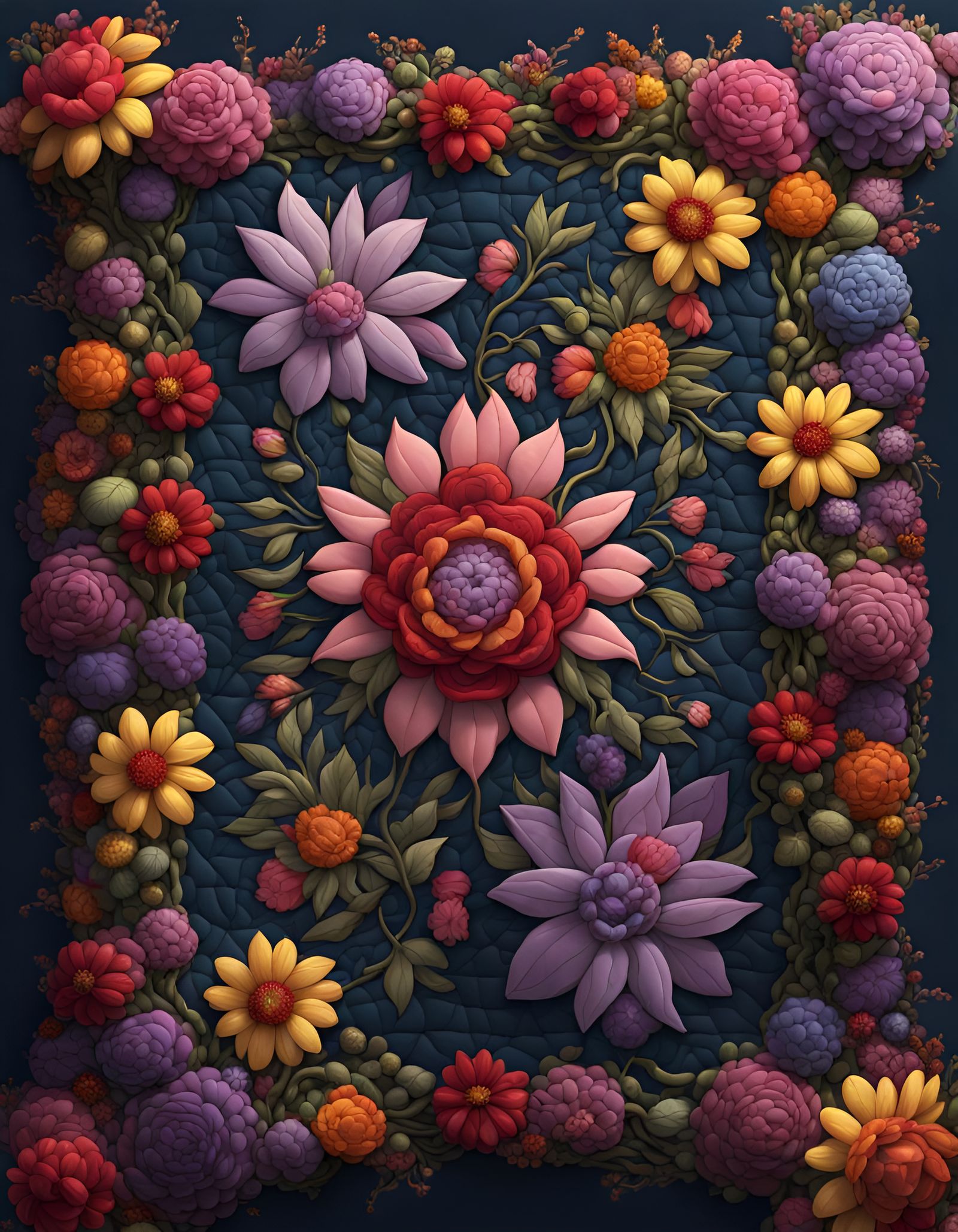 Detailed Flower Quilt in Fantasy Concept Art