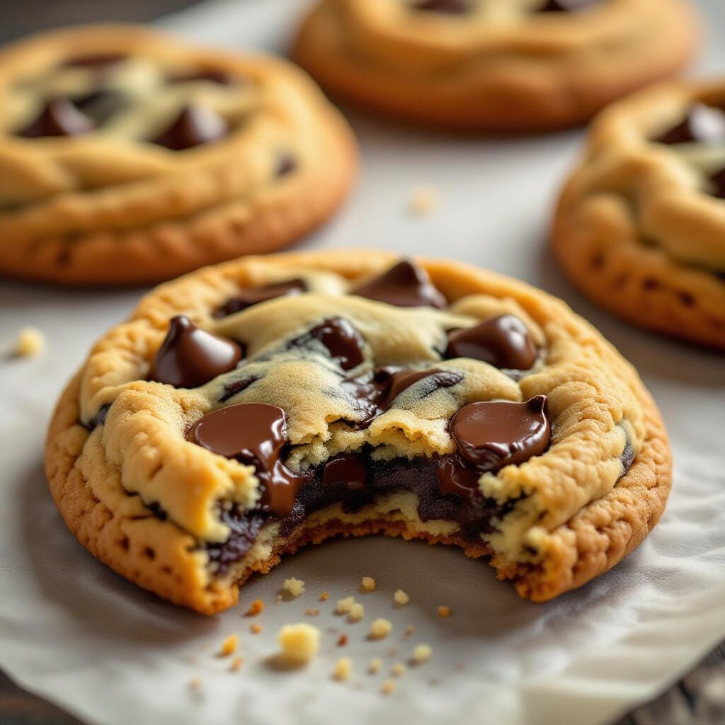 Appetizing Chocolate Chip Cookie with a Bite Taken