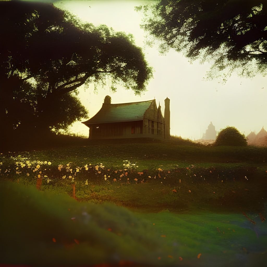 Victorian Cat in Abandoned Garden: Vintage Photo