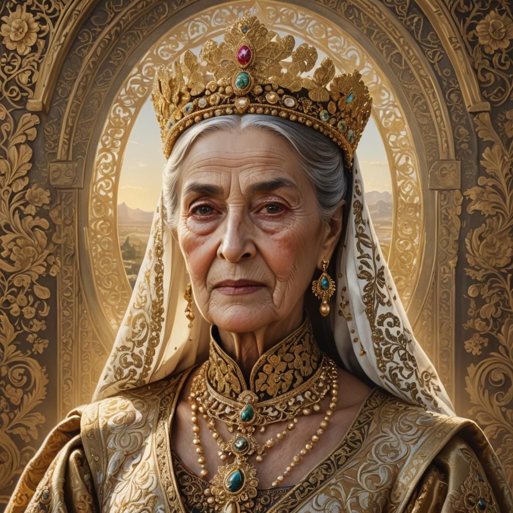 Georgian Princess Portrait in Zdzisław Beksiński Style