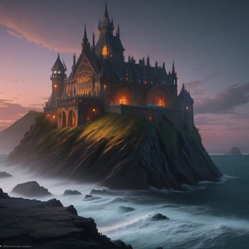 Beauty of Dusk by the Sea: Detailed Matte Painting