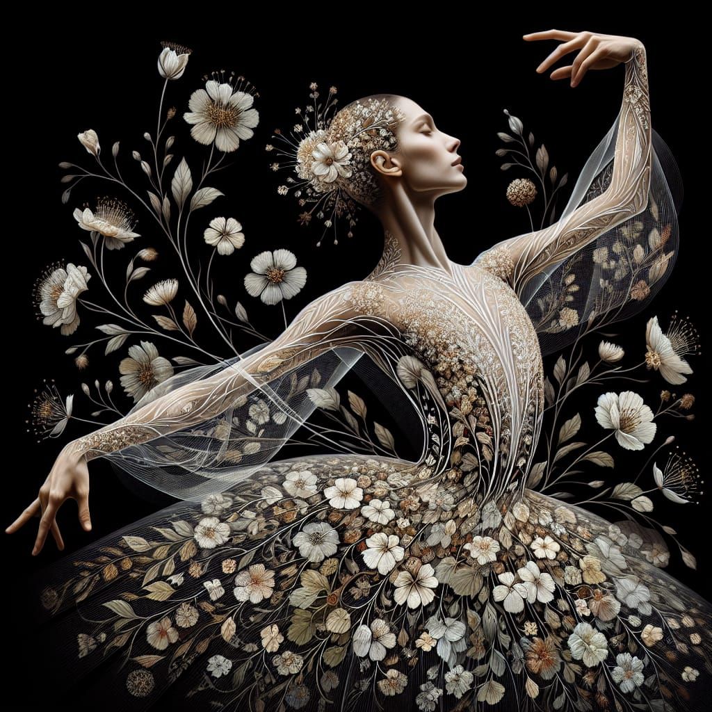 Floral Transparency Ballerina Digital Art