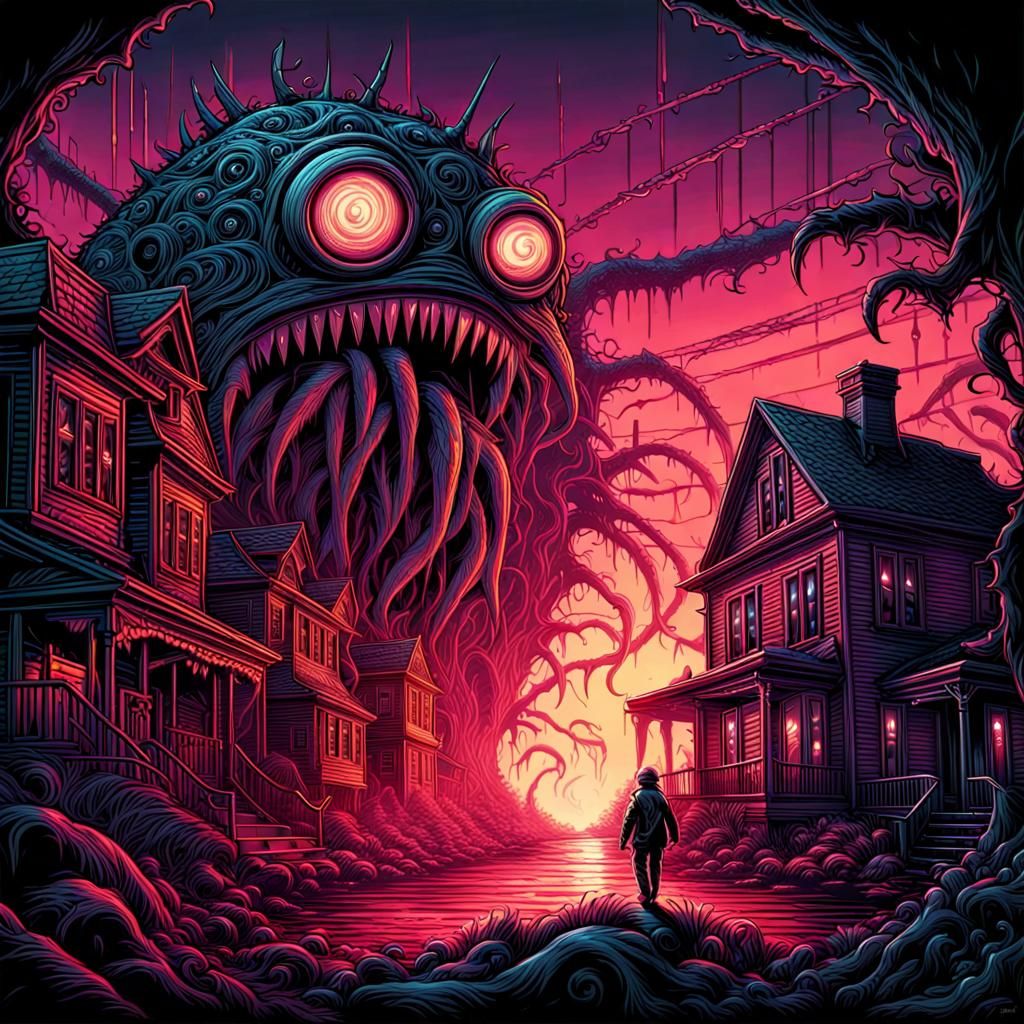 Sinister Horror in Psychedelic Biopunk Style