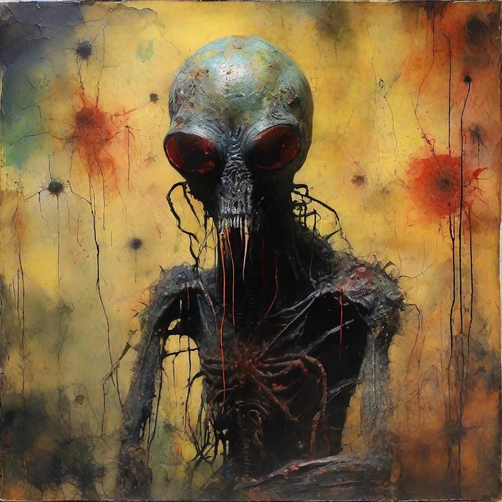 Grotesque Alien Cultist in a Surreal Dream Vision