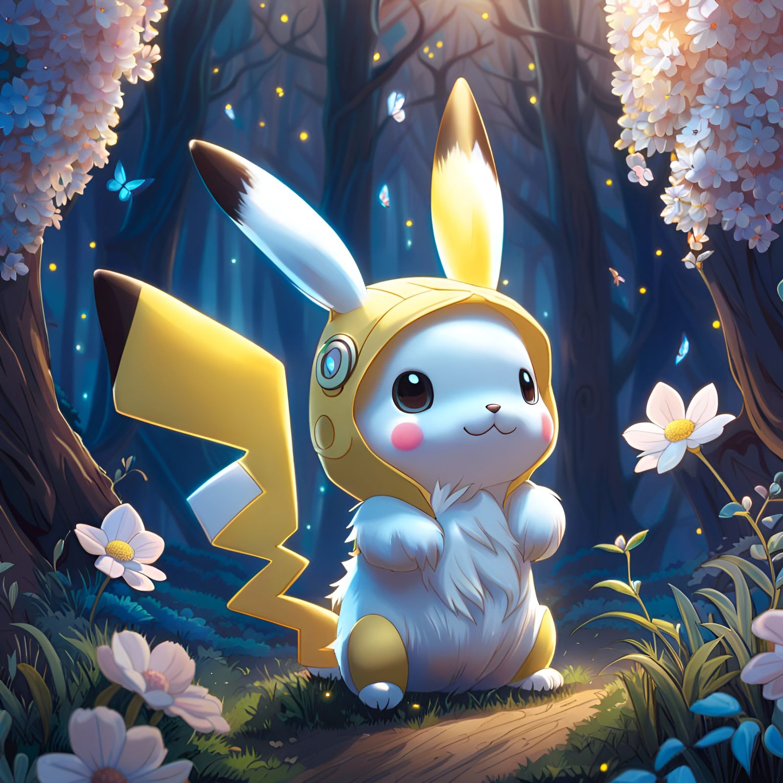 Cinnamoroll Pikachu Wallpaper in 8K