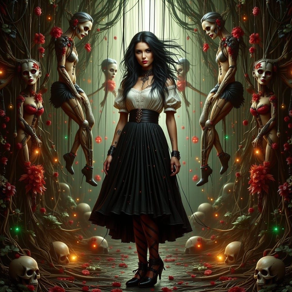 Gothic Marionette Doll in Art Nouveau Style